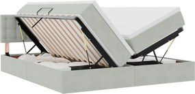 vidaXL Pat cu storage cu saltea cu headboard Gri deschis 90 x 200 cm