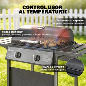 Outsunny Grătar cu plită din fontă | Aosom Romania