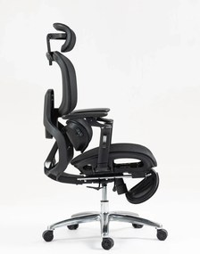 RESIGILAT- VIGOCHAIR ULTRA PRO ROLLER Scaun ergonomic, spatar reglare verticala, suport lombar cu masaj si incalzire, sezut translatie, cotiere 6D, suport picioare, Full Mesh, Negru