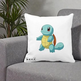 Perna Personalizata Squirtle Pokemon, 40x40 cm, Alba Mata, Husa Detasabila, Perna Inclusa, BEKZ®