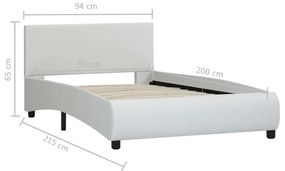 Cadru de pat, alb, 90 x 200 cm, piele ecologica Alb, 90 x 200 cm