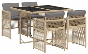 3210900 vidaXL Set mobilier pentru grădină, 5 piese, cu perne, bej, poliratan