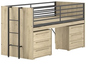 Set SAM în finisaj de stejar este format dintr-un Pat copii (90 x 200 cm) și 2 cufere cu 3 sertare.