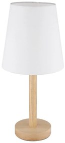 Veioza de masa metal aspect lemn abajur textil alb JORIS