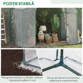 Outsunny Sera Cabina Portabila 6' x 3' x 6', Folie PE, Sera de Gradina cu Cadru de Otel, Usa cu Fermoar, Aerisire Superioara, pentru Flori, Legume, Puieti, Plante Tropicale, Verde | Aosom Romania
