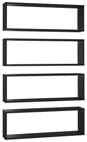 807110 vidaXL Rafturi de perete cub, 4 buc., negru, 80x15x26,5 cm, PAL