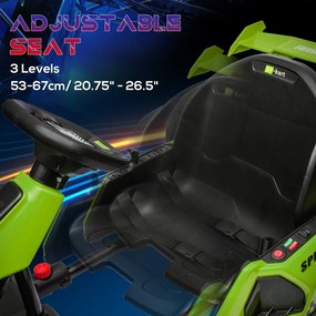 HOMCOM Go Kart Electric pentru Copii cu Scaun Reglabil, 2 Motoare, Claxon, Lumini și Muzică, 120x76x53,5 cm, Verde | Aosom Romania