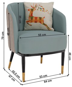Fotoliu design, albastru/ bej, KALILA