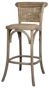 Scaun de bar din lemn de cauciuc și rattan, natur, H92 cm, Old French