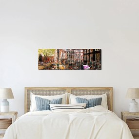 Tablou - Amsterdam, pictură (cu ceas) (90x30 cm)
