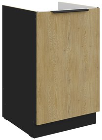 Dulap inferior de bucătărie pod drez Carminia 50 ZL 1F BB (stejar cremona + negru). 1127984