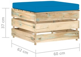 Set mobilier de gradina cu perne, 7 piese, lemn verde tratat light blue and brown, 7
