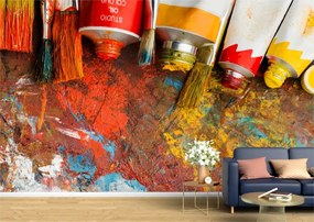 Tapet Premium Canvas - Acuarele si pensule colorate