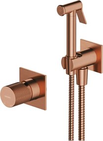 Baterie bideu incastrata Omnires Contour cu dus igienic finisaj cupru periat