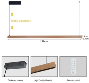 Immax NEO 07304L - Lustră LED reglabilă pe cablu MADEIRA, 33W/230V, Wi-Fi Tuya, 152 cm, stejar