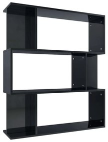 800088 vidaXL Bibliotecă/Separator cameră, negru extralucios, 80x24x96 cm PAL
