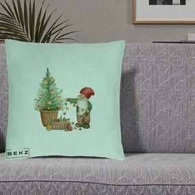 Perna Decorativa Pitic de Craciun cu Brad, 40x40 cm, Verde Menta, Husa Detasabila, Perna Inclusa, BEKZ®