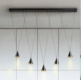 Lustra liniara cu 5 pendule suspendate LED Conic