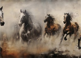 Tablou pe sticlă - Pictură în ulei de cai (70x50 cm)