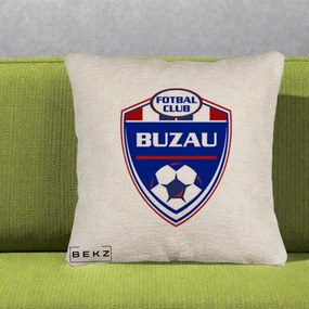 Perna Personalizata FC Buzau Fotbal, 40x40 cm, Bej Canapea, Husa Detasabila, Perna Inclusa, BEKZ®