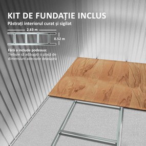 Outsunny, magazie pentru scule de gradina, casuta de gradina, sopron, 280x130x172cm, gri inchis | AOSOM RO