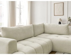 Colțar bej extensibil/cu spațiu de depozitare (cu colț pe partea dreaptă/în formă de ”L”) Fuji – Bobochic Paris