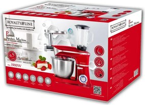 La mâna a doua: Robot de bucatarie 3in1 Royalty Line RL-PKM1900.7BG, 1900W, 6.5 Litri, Blender, Mixer Planetar, Tocator, Rosu