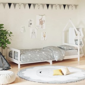 834565 vidaXL Cadru de pat pentru copii, alb, 80x200 cm, lemn masiv de pin
