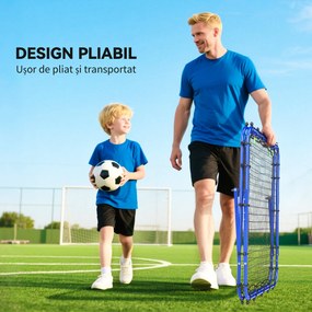 HOMCOM Poartă de Fotbal Pliabilă din PE și Metal, cu Unghi Ajustabil, Ideală pentru Antrenament, 100x95x90cm, Albastru | Aosom Romania