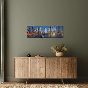 Tablou - Amurg în Rotterdam, Olanda (cu ceas) (90x30 cm)