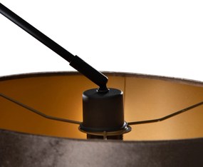 Lampă Suspendată Neagră cu Abajur de Catifea Maro 35cm - Blitz