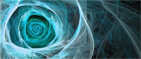Tablou - Abstract trandafir albastru cu fundal negru (120x50 cm)