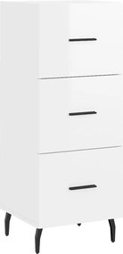 vidaXL Servantă, alb extralucios, 34,5x34x90 cm, lemn compozit