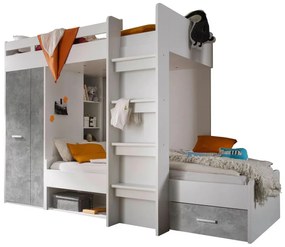 Pat supraetajat pentru copii 90 cm Mathers (alb + gri deschis). 1082825