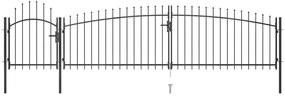 Poarta gard pentru gradina cu varf sulita, negru 5 x 1,5 m 5 x 1.5 m
