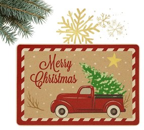 Covoras de Craciun HOLIDAY RIDE 60x90 cm, rosu