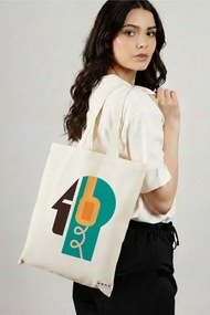 Sacosa de Panza pentru Cumparaturi, Geanta Tote, model Sound of Mind, 38x34.5 cm, Alba, BEKZ®