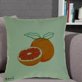 Perna Decorativa Grepfrut Citrus, 40x40 cm, Verde, Husa Detasabila, Perna Inclusa, BEKZ®