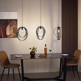 Lampă suspendată de design neagră dreptunghiulară cu 3 lumini - Indu