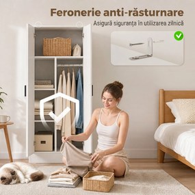 HOMCOM Dulap Subțire 37 cm Con Bară pentru Umerașe E Rafturi | Aosom Romania