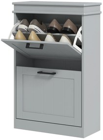 HOMCOM Mobilier pentru depozitare a pantofilor, 2 uși rabatabile, rafturi reglabile, pentru intrare, coridor, 54 x 24 x 82,5 cm, gri | Aosom Romania