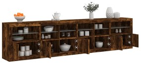 vidaXL Dulap cu lumini LED, stejar fumuriu, 283x37x67 cm