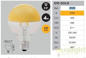 Bec LED decorativ G95 GOLD E27 4W 2700K 17272