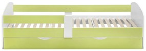 Pat de o persoană 90 cm Carecen (verde + alb) (cu somieră) (cu sp. depozitare). 1116286