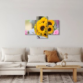 Tablou cu buchetul miresii de floarea soarelui (90x60 cm)