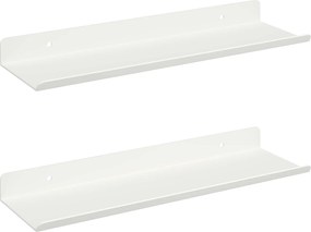 vidaXL Raft suspendat Pe perete 2 pcs Alb 30 x 9 x 2,5 cm Oțel