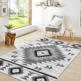Covor tip traversă gri deschis lavabil 80x200 cm Ethnic Geo – Mila Home