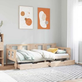 vidaXL Pat de zi cu sertare, 90x200 cm, lemn masiv pin