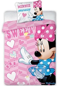 Set lenjerie pat copii Minnie Sweet 100x135 + 40x60 SunCity FRA541843