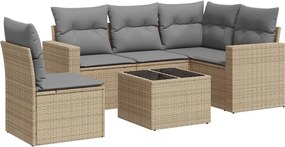 vidaXL Set canapele de grădină cu perne, 6 piese, bej, poliratan